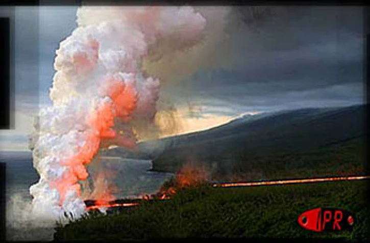 15 janvier 2002. L'union de l'eau et du feu au lever du soleil