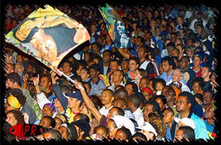Lors du concert de Rita Marley et ses deux &quot;équipières&quot; des &quot;I-Threes&quot; le mercredi 18 juillet 2001 à Saint-Paul