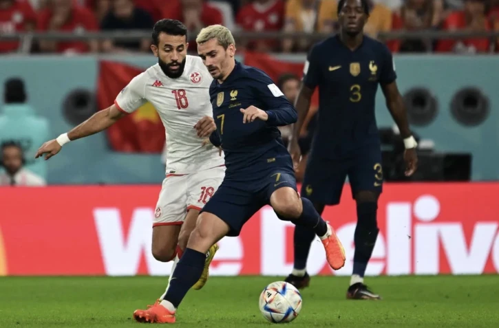 Antoine Griezmann, auteur de l'égalisation française, finalment refusée, face à la Tunisie. — AFP