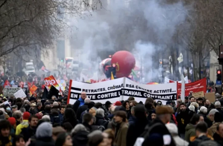 Manifestation contre la réforme des retraites, le 15 mars 2023 à Paris ( AFP / Alain JOCARD )