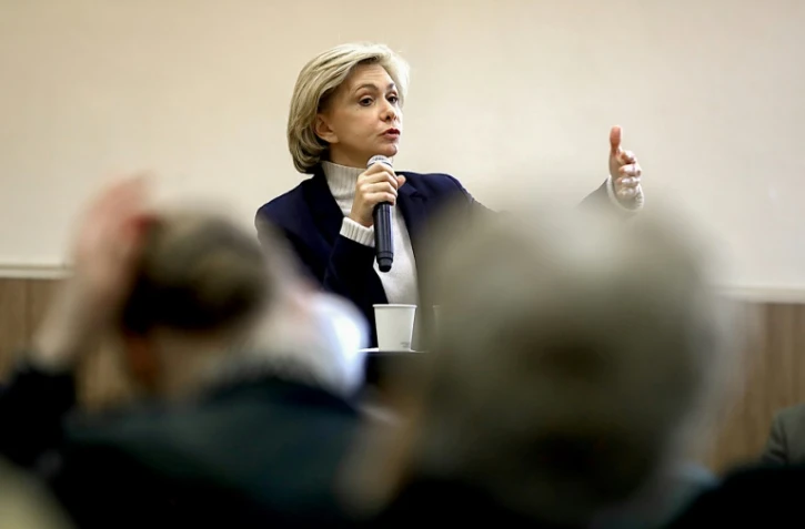 La candidate LR à la présidentielle Valérie Pécresse à  Percy-en-Normandie le 25 février 2022