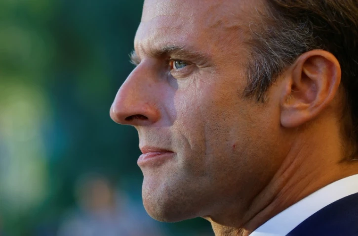 Le président de la République Emmanuel Macron lors de la cérémonie pour le 78e anniversaire de la libération de Bormes-les-Mimosas