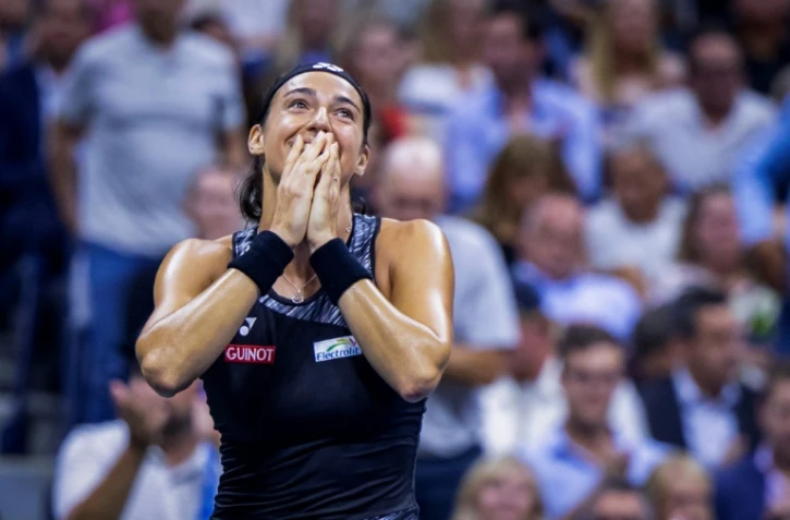 La joueuse française Caroline Garcia après sa victoire en quarts de finale de l'US Open face à l'Américaine Cori Gauff