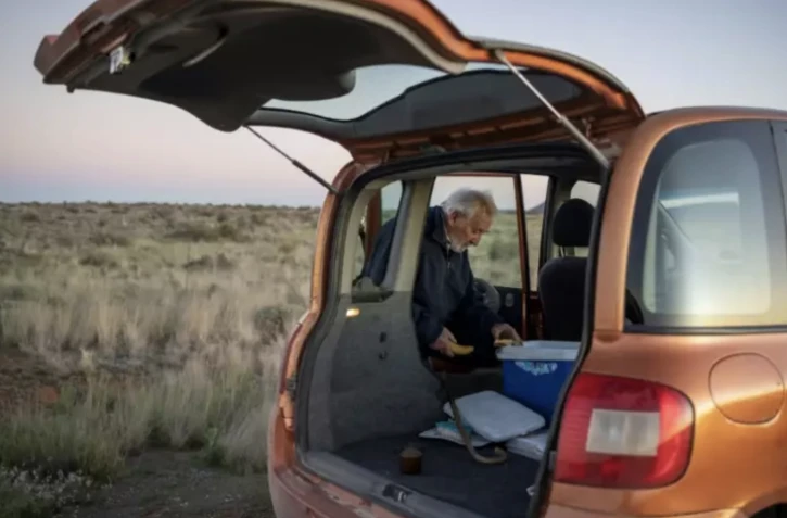 Frans Hugo en tournée de livraison dans le Karoo le 24 novembre 2022 ( AFP / Michele Spatari )
