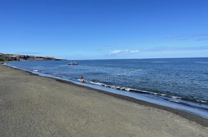 Test du filet de baignade en baie de Saint-Paul