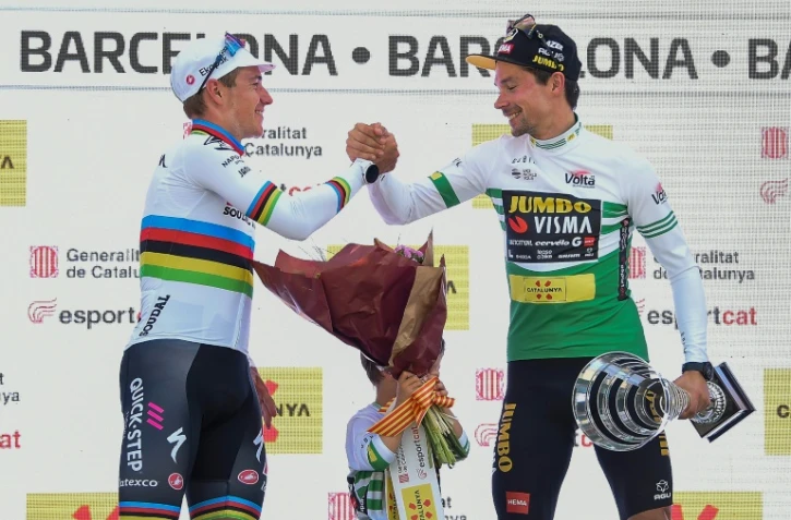 Cyclisme: Roglic marque un point en Catalogne face à Evenepoel